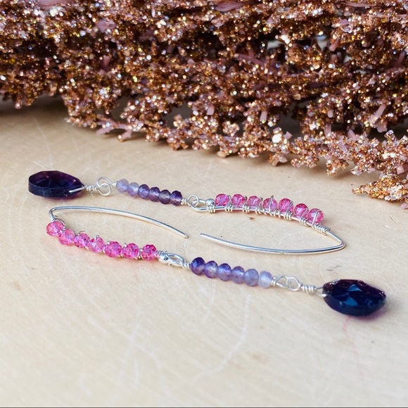 Lamora Jewelry - Genuine Sapphire & amethyst  gemstone Earrings
